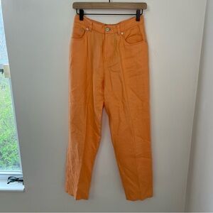 Lauren Jeans Co. Peach 100% Linen Pants Women's Size 6P Spring Casual Office